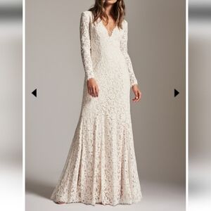 Tadashi Shoji Esmaralda Lace Long Sleeve Bridal Gown Size 4